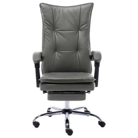 vidaXL Silla de oficina de cuero sintético gris antracita