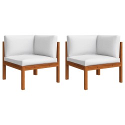 vidaXL Sofás de esquina de jardín 2 uds madera maciza acacia y cojines
