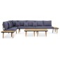 vidaXL Juego muebles de jardín 7 plazas y cojines madera maciza acacia
