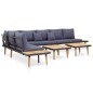 vidaXL Juego muebles de jardín 7 plazas y cojines madera maciza acacia