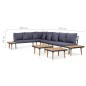 vidaXL Juego muebles de jardín 7 plazas y cojines madera maciza acacia