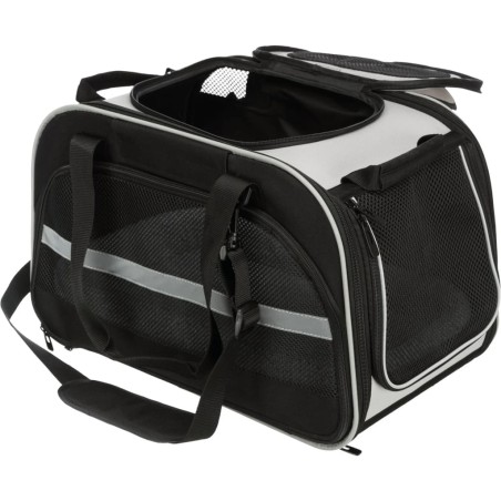 TRIXIE Casa y bolso trasportín para mascotas Valery negro y gris