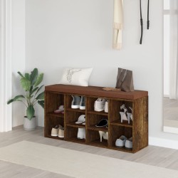 vidaXL Banco zapatero madera contrachapada roble ahumado 103x30x48 cm