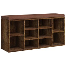 vidaXL Banco zapatero madera contrachapada roble ahumado 103x30x48 cm