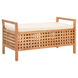 vidaXL Banco de almacenamiento de madera maciza de nogal 93x49x49 cm