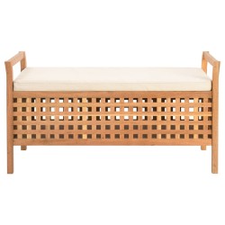 vidaXL Banco de almacenamiento de madera maciza de nogal 93x49x49 cm