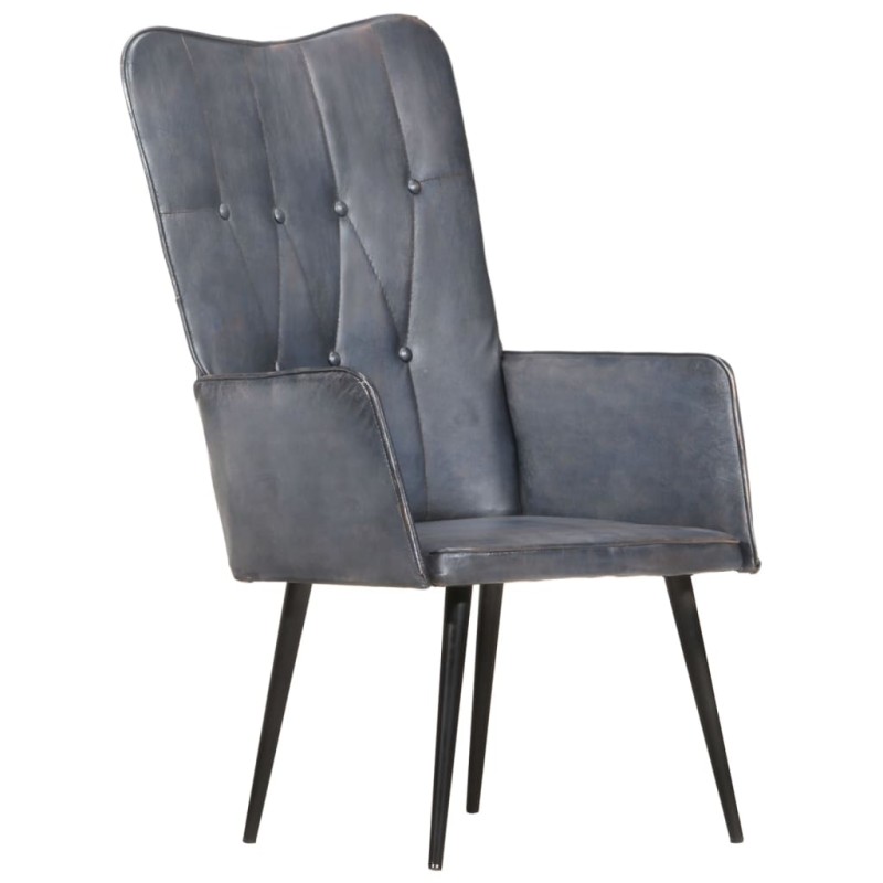 vidaXL Sillón orejero de cuero auténtico gris canela vidaXL Sillón orejero de cuero auténtico gris canela