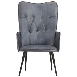 vidaXL Sillón orejero de cuero auténtico gris canela