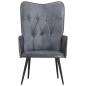 vidaXL Sillón orejero de cuero auténtico gris canela vidaXL Sillón orejero de cuero auténtico gris canela