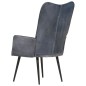 vidaXL Sillón orejero de cuero auténtico gris canela vidaXL Sillón orejero de cuero auténtico gris canela
