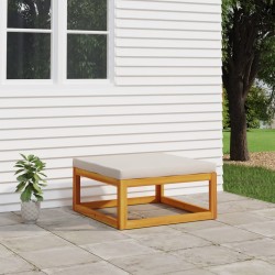 vidaXL Reposapiés de jardín madera maciza acacia con cojín gris claro