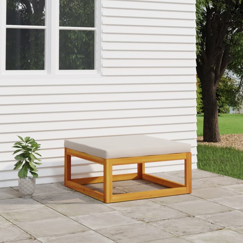 vidaXL Reposapiés de jardín madera maciza acacia con cojín gris claro vidaXL Reposapiés de jardín madera maciza acacia con cojín gris claro