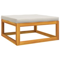 vidaXL Reposapiés de jardín madera maciza acacia con cojín gris claro