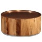 vidaXL Mesa de centro de madera maciza de sheesham y acero 68 cm