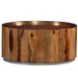 vidaXL Mesa de centro de madera maciza de sheesham y acero 68 cm