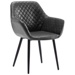 vidaXL Silla de comedor de cuero sintético gris