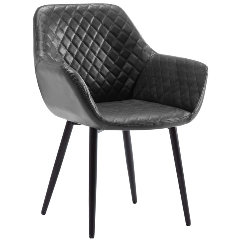 vidaXL Silla de comedor de cuero sintético gris vidaXL Silla de comedor de cuero sintético gris