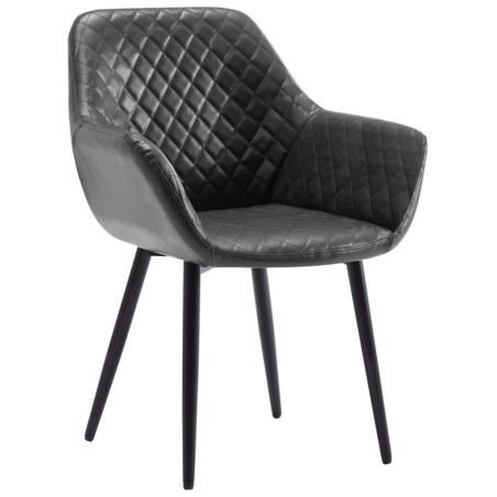 vidaXL Silla de comedor de cuero sintético gris