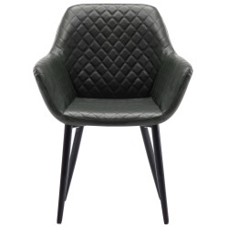vidaXL Silla de comedor de cuero sintético gris