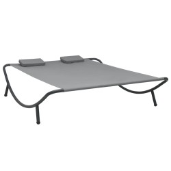 vidaXL Tumbona doble de exterior de tela gris antracita