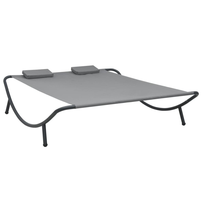 vidaXL Tumbona doble de exterior de tela gris antracita vidaXL Tumbona doble de exterior de tela gris antracita