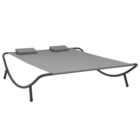 vidaXL Tumbona doble de exterior de tela gris antracita