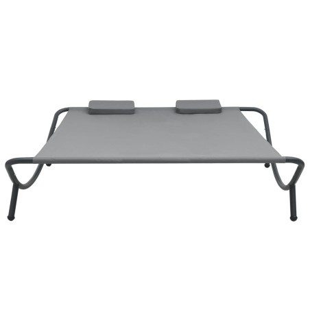 vidaXL Tumbona doble de exterior de tela gris antracita