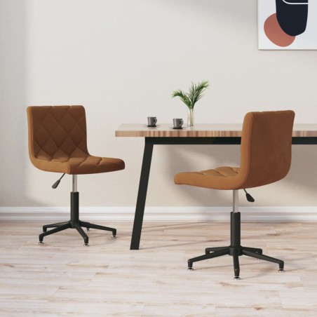 vidaXL Sillas de comedor giratorias 2 unidades terciopelo marrón