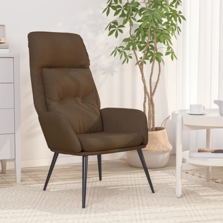 vidaXL Sillón de relax de piel de ante sintética marrón