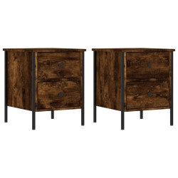 vidaXL Mesitas noche 2 uds madera ingeniería roble ahumado 40x42x50 cm
