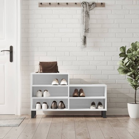vidaXL Mueble zapatero madera contrachapada blanco brillo 102x36x60 cm