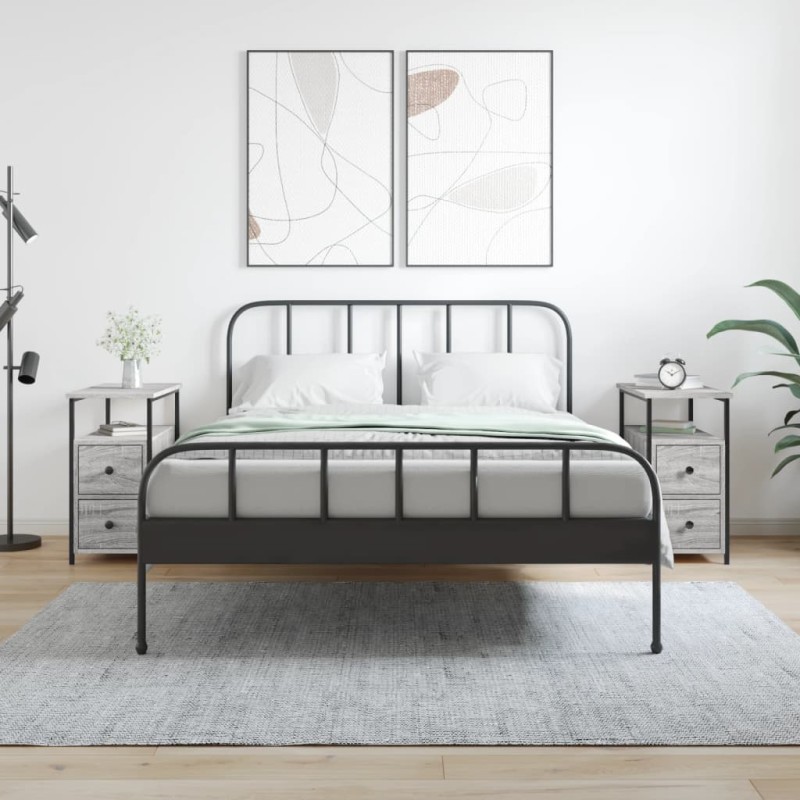 vidaXL Mesitas noche 2 uds madera ingeniería gris Sonoma 30x60x60 cm vidaXL Mesitas noche 2 uds madera ingeniería gris Sonoma 30x60x60 cm