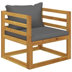 vidaXL Silla de jardín con cojines gris oscuro madera maciza acacia