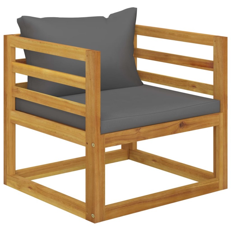 vidaXL Silla de jardín con cojines gris oscuro madera maciza acacia vidaXL Silla de jardín con cojines gris oscuro madera maciza acacia