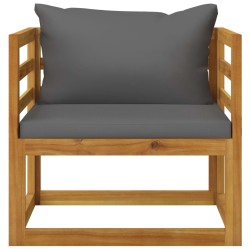 vidaXL Silla de jardín con cojines gris oscuro madera maciza acacia