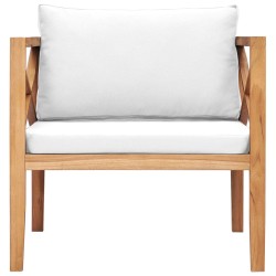vidaXL Silla de jardín de madera maciza teca con cojines color crema 