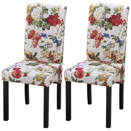vidaXL Sillas de comedor 2 unidades tela multicolor