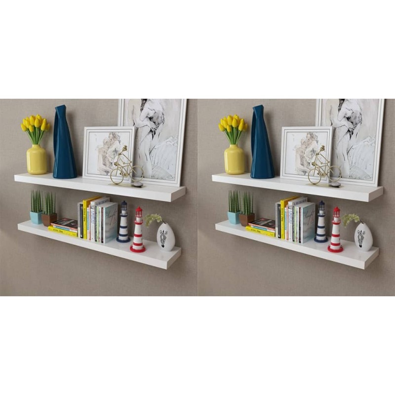 vidaXL Estantes de pared 4 unidades blanco 100 cm vidaXL Estantes de pared 4 unidades blanco 100 cm