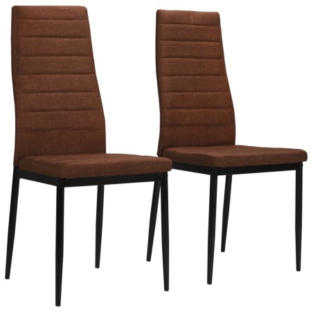 vidaXL Sillas de comedor 2 unidades tela marrón