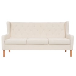 vidaXL Sofá de 3 plazas de tela color blanco crema