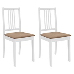 vidaXL Sillas de comedor con cojines 2 unidades madera maciza blancas 