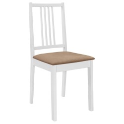 vidaXL Sillas de comedor con cojines 2 unidades madera maciza blancas 