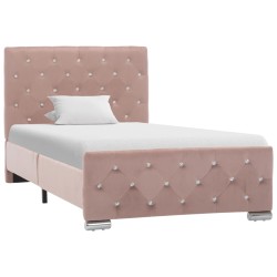 vidaXL Estructura de cama de terciopelo rosa 90x200 cm