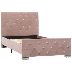 vidaXL Estructura de cama de terciopelo rosa 90x200 cm