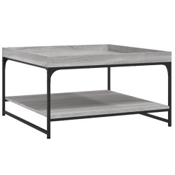 vidaXL Mesa centro madera ingeniería y hierro gris Sonoma 80x80x45 cm