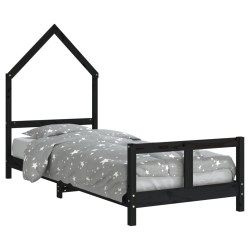 vidaXL Estructura de cama para niños madera de pino negro 80x200 cm