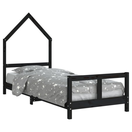 vidaXL Estructura de cama para niños madera de pino negro 80x200 cm