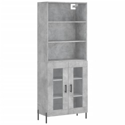vidaXL Aparador alto madera contrachapada gris hormigón 69,5x34x180 cm