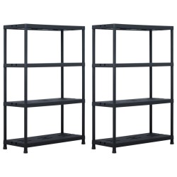 vidaXL Estantería de plástico 2 unidades 220 kg 90x40x138 cm negro
