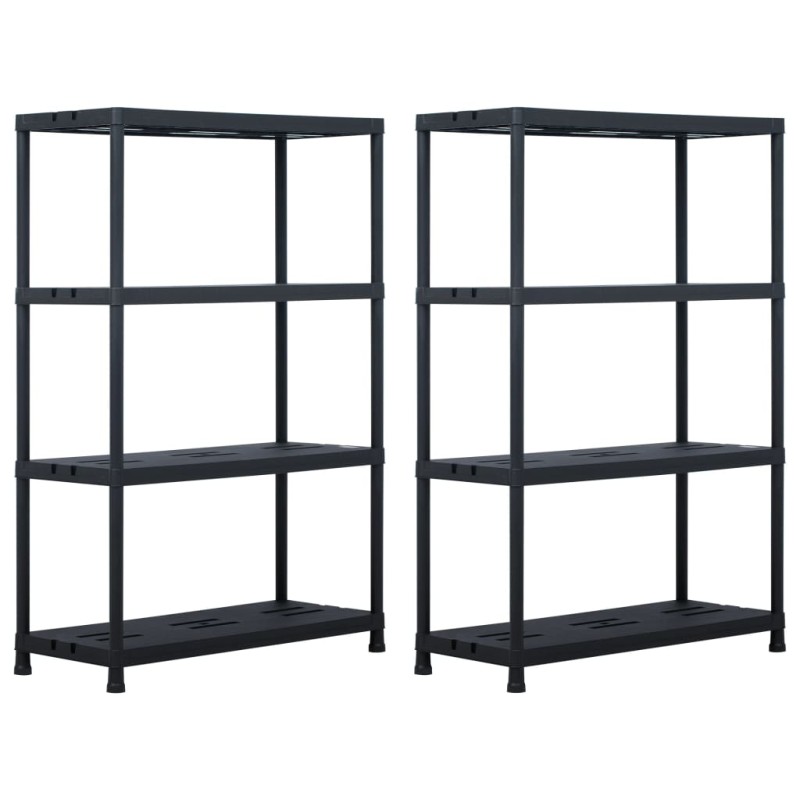 vidaXL Estantería de plástico 2 unidades 220 kg 90x40x138 cm negro